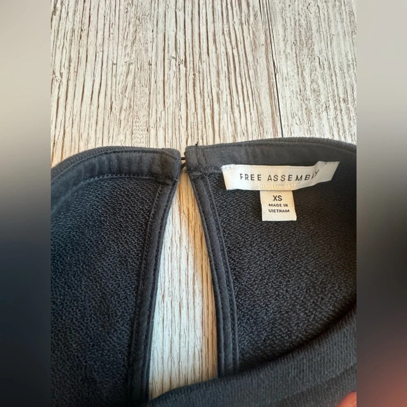 Long Sleeve Sweatshirt Dress with Plaid Print Sleeves Bow Cuffs XS - Picture 5 of 10